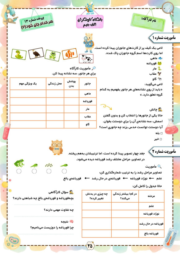 مجموعه تکالیف خلاق علوم پایه سوم