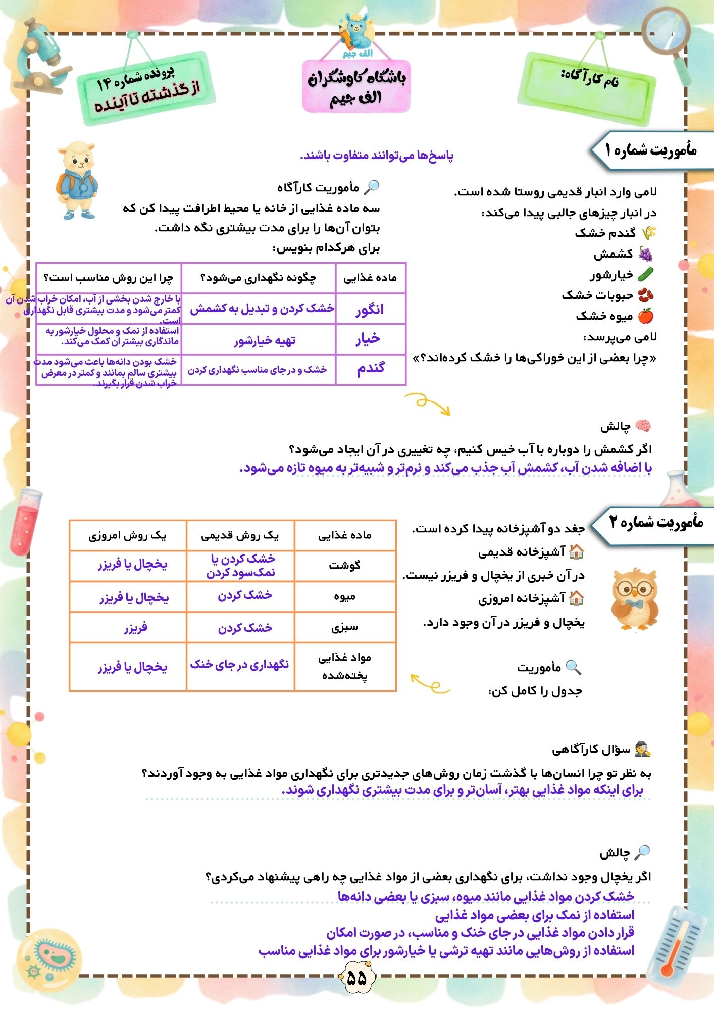 مجموعه تکالیف خلاق علوم پایه سوم
